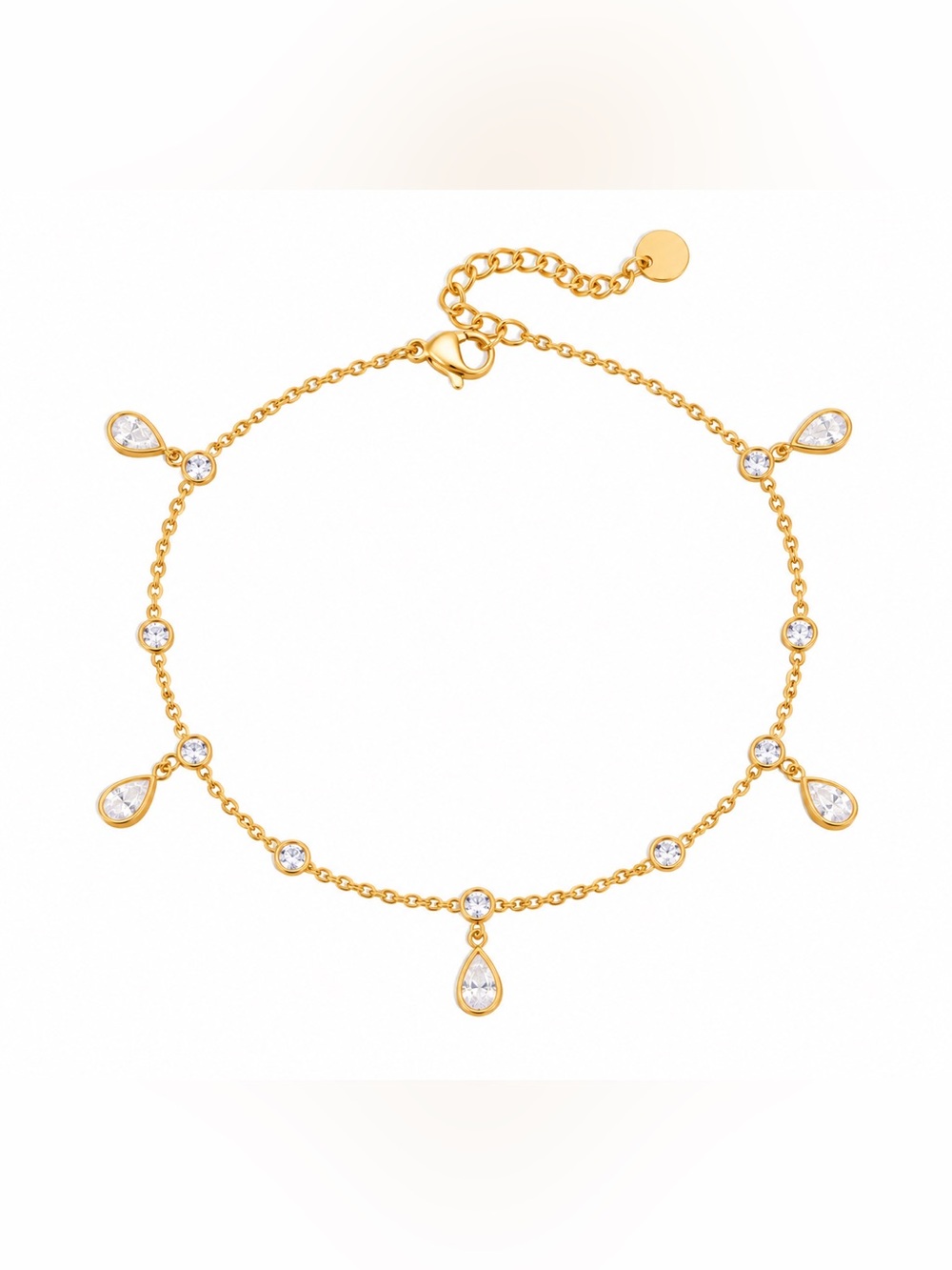 Gold Teardrop Dainty Anklet D154